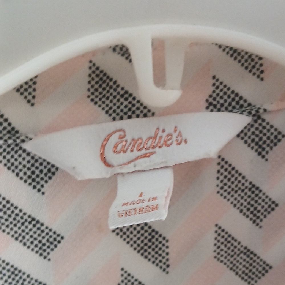 Candie's Pink and Black Chevron Top - Picture 2 of 5